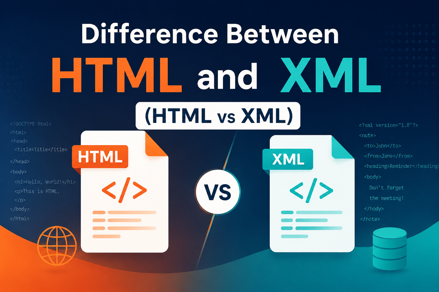 Difference Between HTML and XML (HTML vs XML)