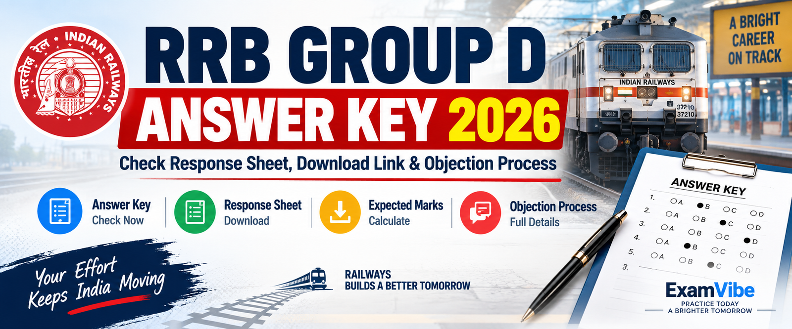 RRB Group D Answer Key 2026 Out: Check Response Sheet & Objection